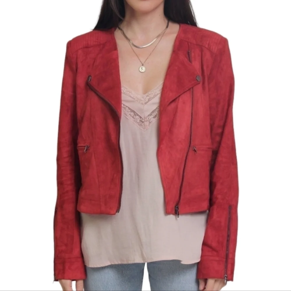 Fate Burnt Orange Delilah Suede Cropped Jacket - Size Large - Picture 1 of 13